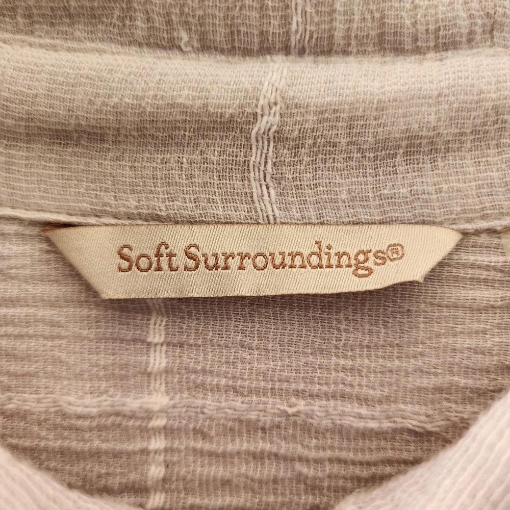 Soft‎ surroundings Tunic Medium Gauze Lace Floral Embroidered Romantic Lagenlook - Picture 7 of 10